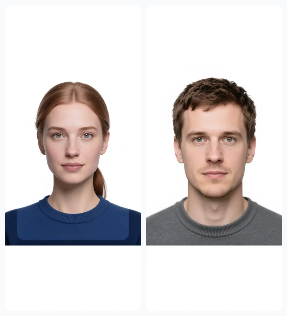 Passfoto-Beispiele mehrerer Länder